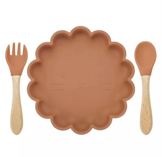 Set vaisselle Terracotta en silicone - Assiette + couverts