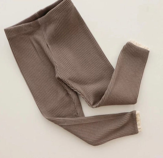 Legging à dentelle marron bébé fille