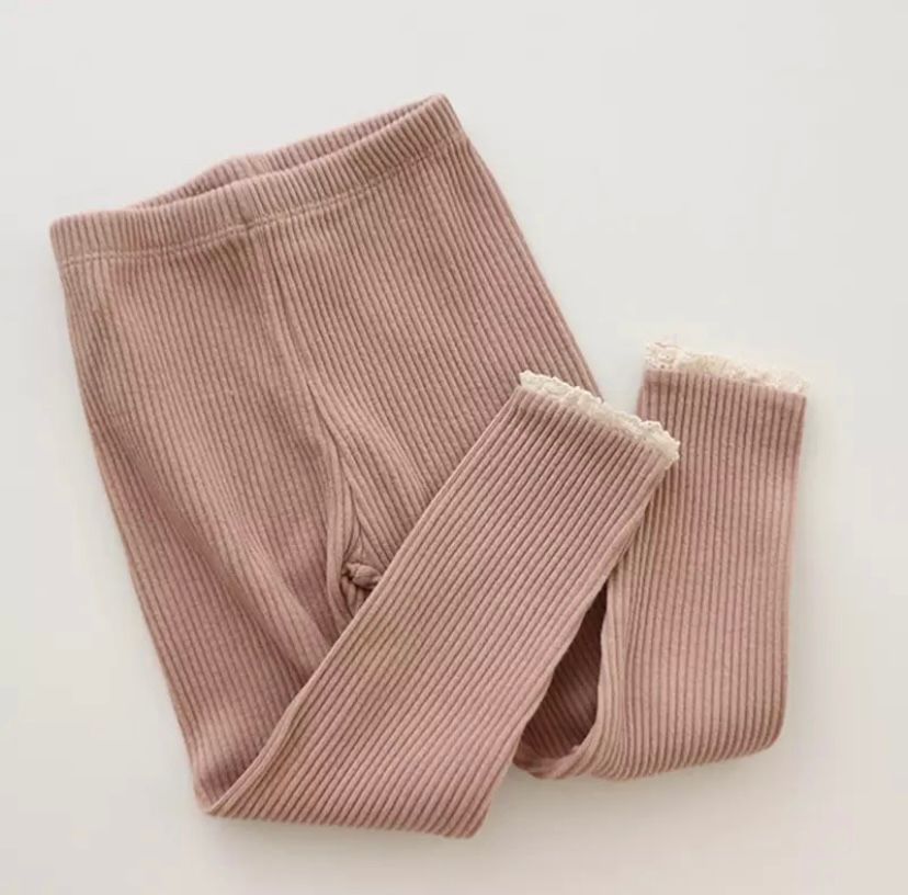 Legging à dentelle rose bébé fille